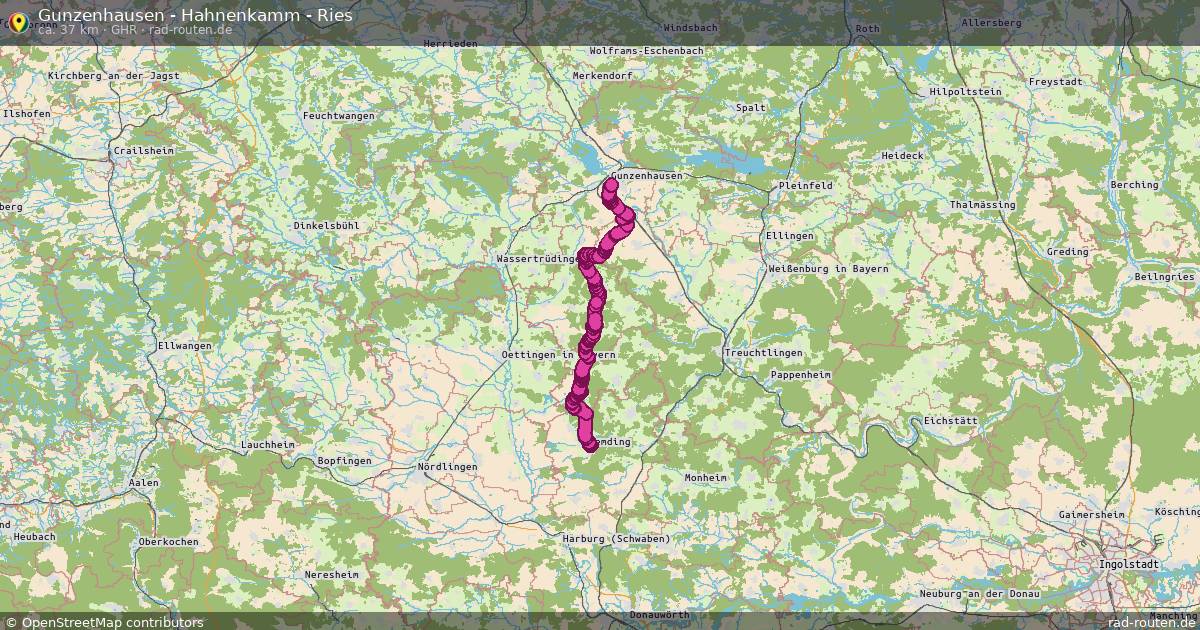 Gunzenhausen - Hahnenkamm - Ries (GHR) – Fernradroute auf Rad-Routen.de