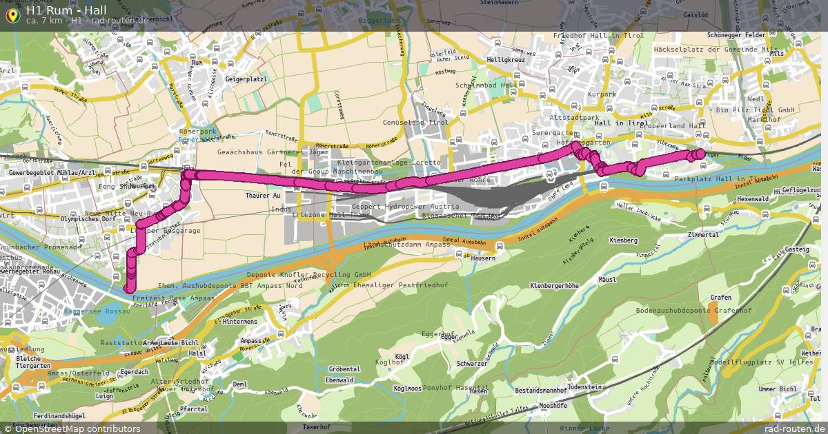 H1 Rum - Hall (H1) – Fernradroute auf Rad-Routen.de