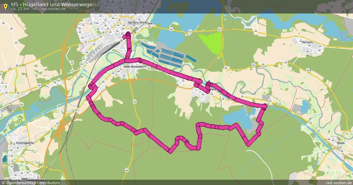 H5 - Hügelland und Wasserwege (H5) – Fernradroute auf Rad-Routen.de