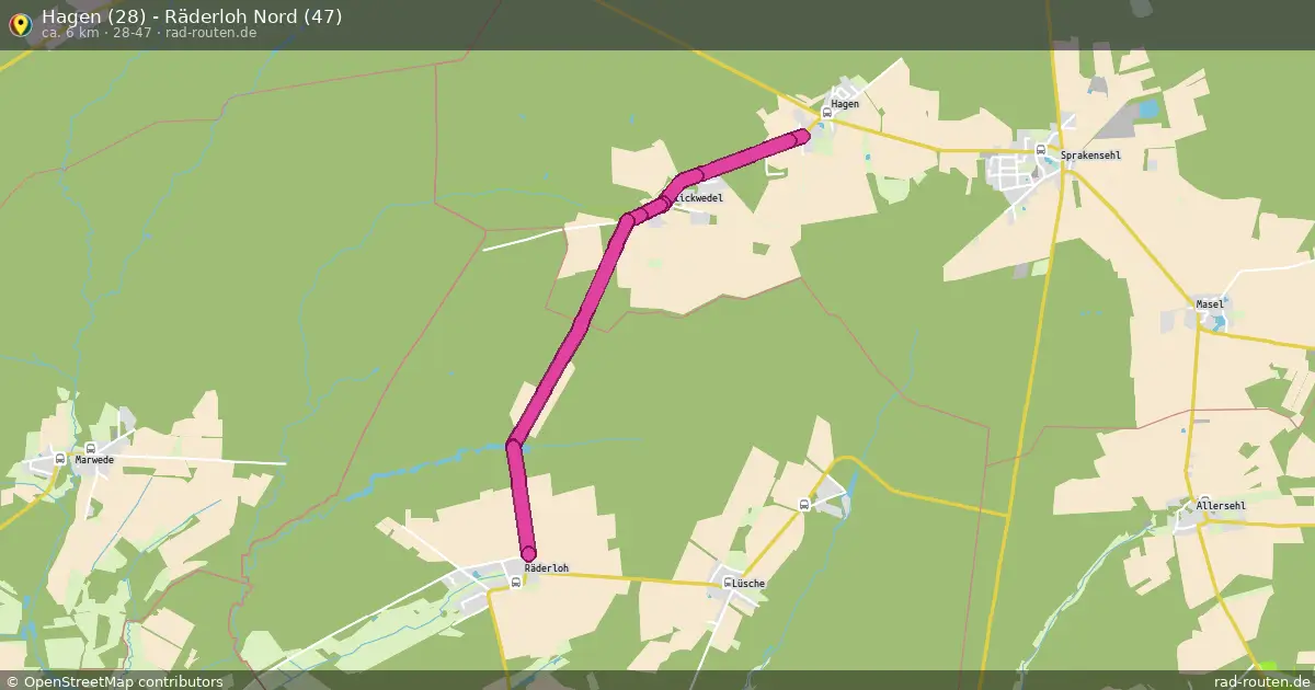 Hagen (28) - Räderloh Nord (47) (28-47) – Fernradroute auf Rad-Routen.de