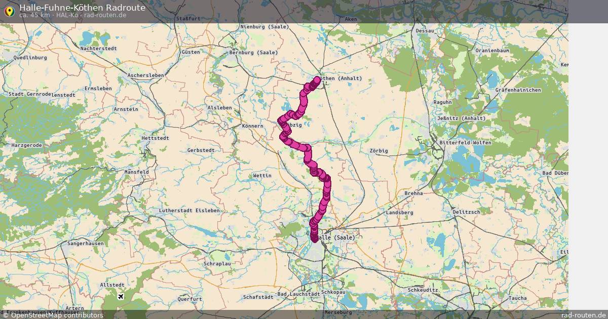 Halle-Fuhne-Köthen Radroute (Hal-Kö) – Fernradroute auf Rad-Routen.de
