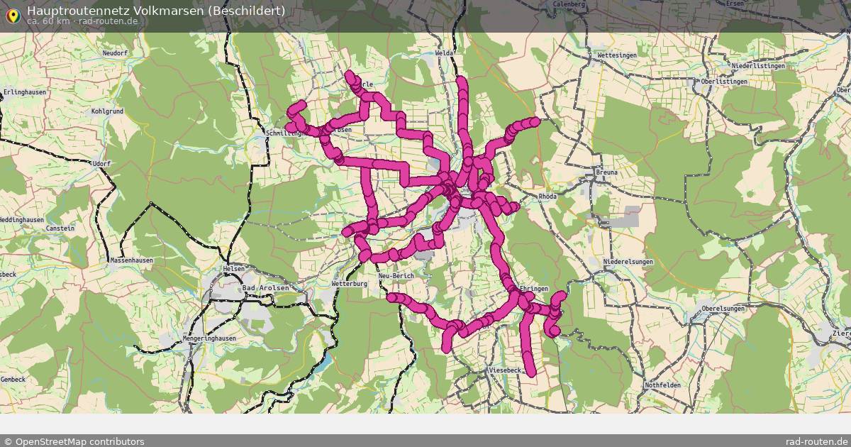 Hauptroutennetz Volkmarsen (Beschildert) – Fernradroute auf Rad-Routen.de