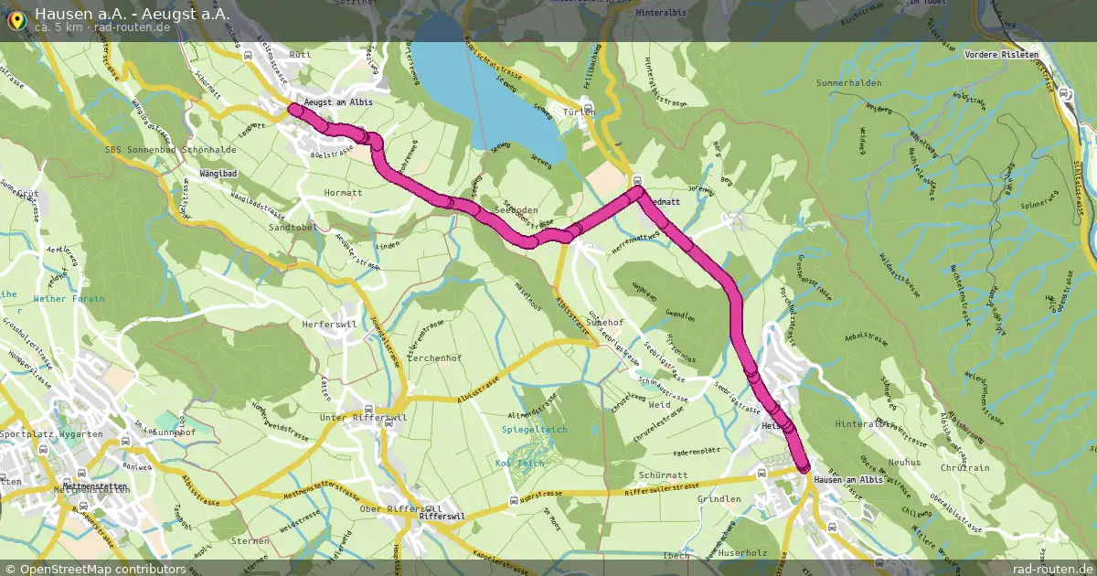 Hausen a.A. - Aeugst a.A. – Fernradroute auf Rad-Routen.de