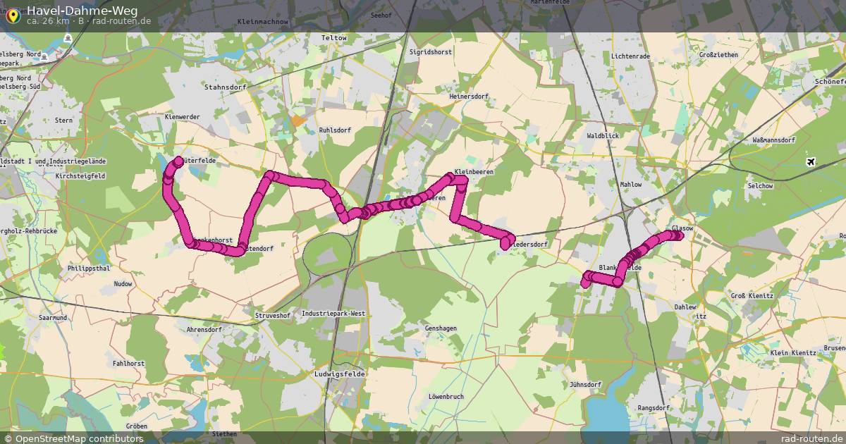 Havel-Dahme-Weg (B) – Fernradroute auf Rad-Routen.de