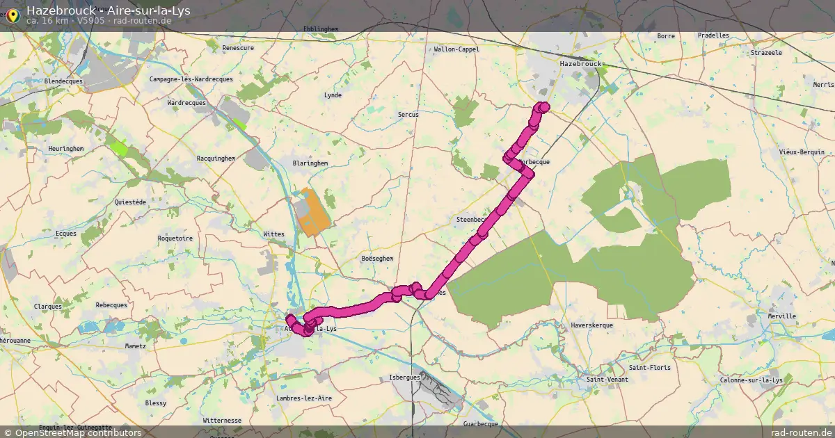 Hazebrouck - Aire-sur-la-Lys (v5905) – Fernradroute auf Rad-Routen.de