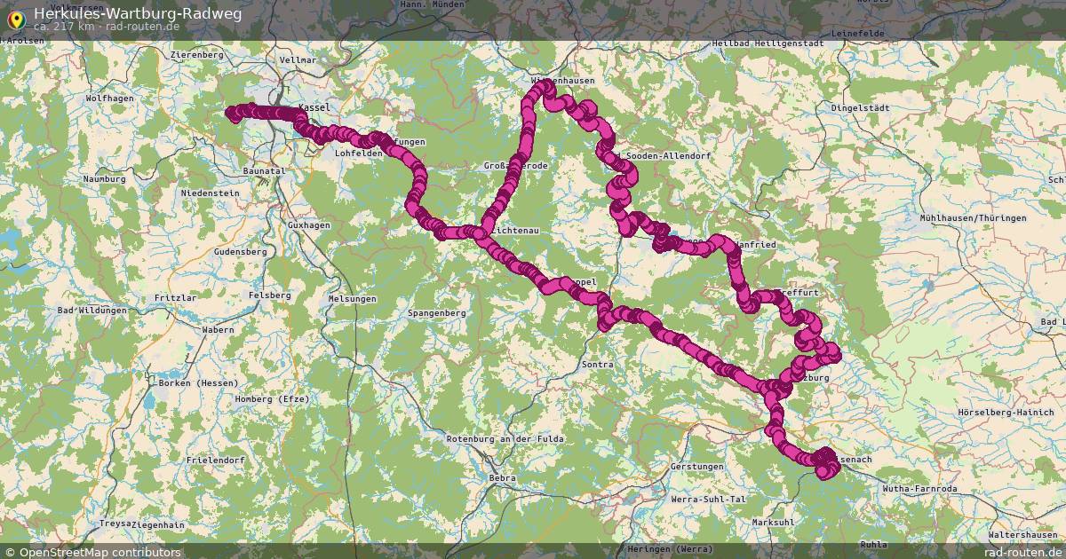 Herkules-Wartburg-Radweg – Fernradroute auf Rad-Routen.de