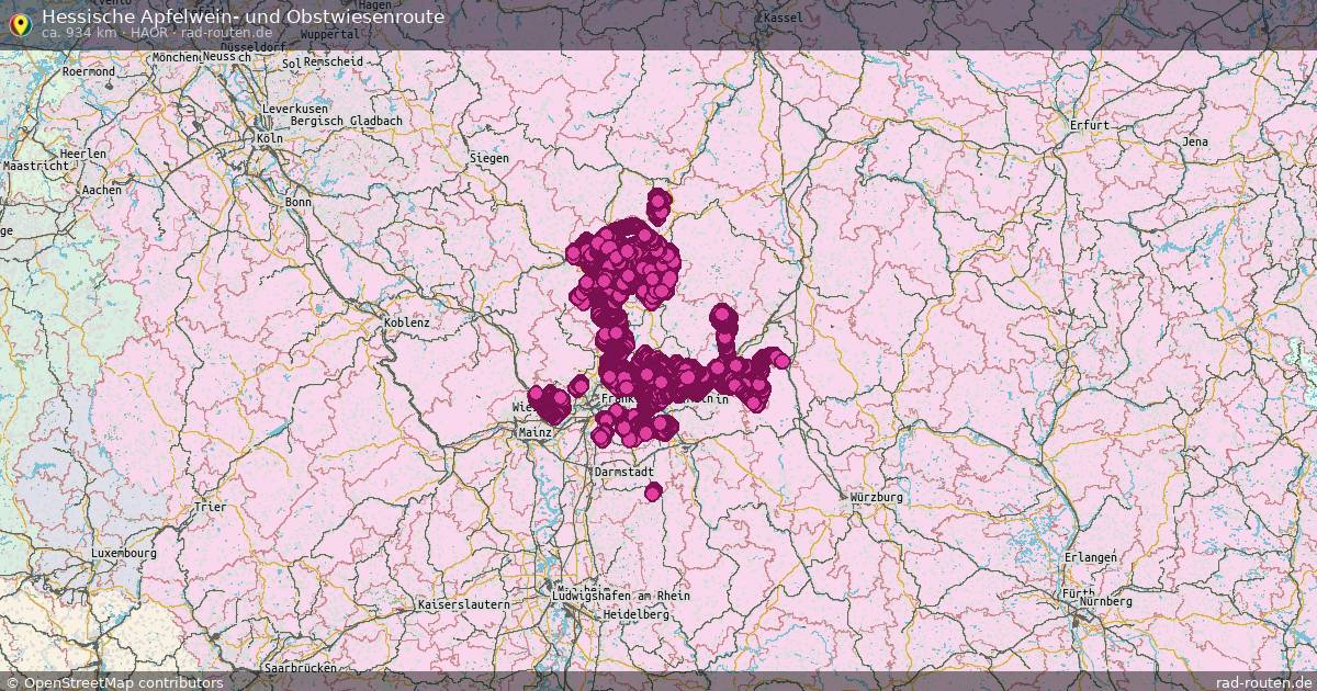 Hessische Apfelwein- und Obstwiesenroute (HAOR) – Fernradroute auf Rad-Routen.de