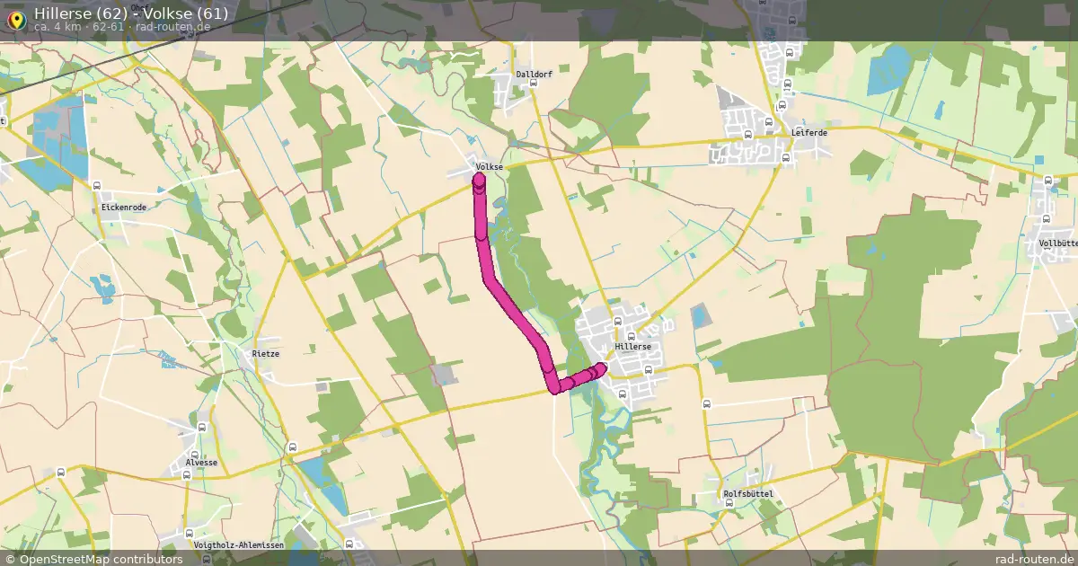 Hillerse (62) - Volkse (61) (62-61) – Fernradroute auf Rad-Routen.de