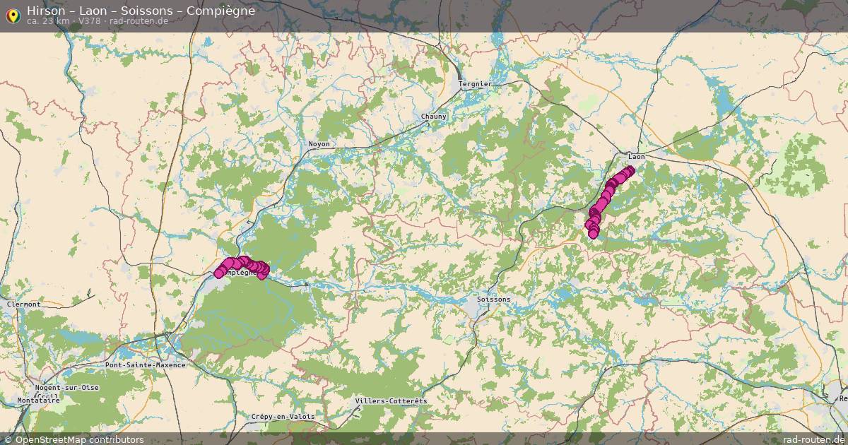 Hirson – Laon – Soissons – Compiègne (V378) – Fernradroute auf Rad-Routen.de