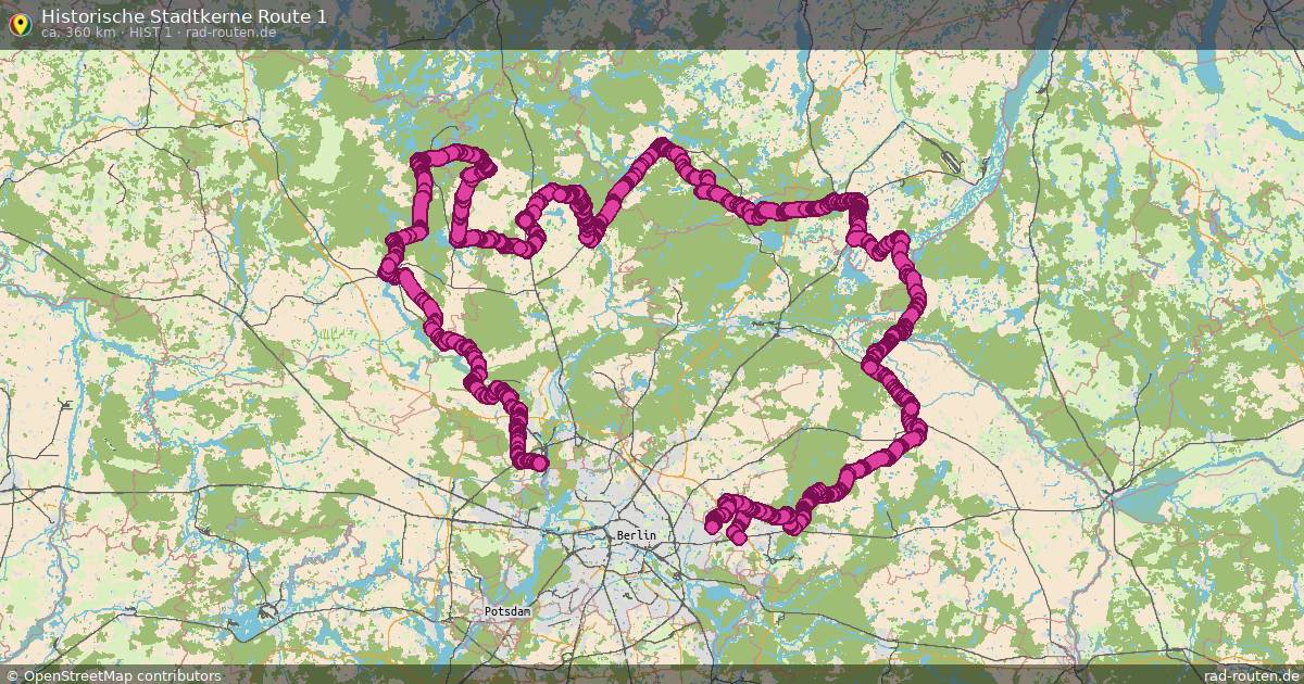 Historische Stadtkerne Route 1 (HiSt 1) – Fernradroute auf Rad-Routen.de