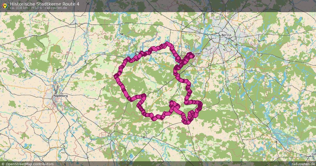Historische Stadtkerne Route 4 (HiSt 4) – Fernradroute auf Rad-Routen.de