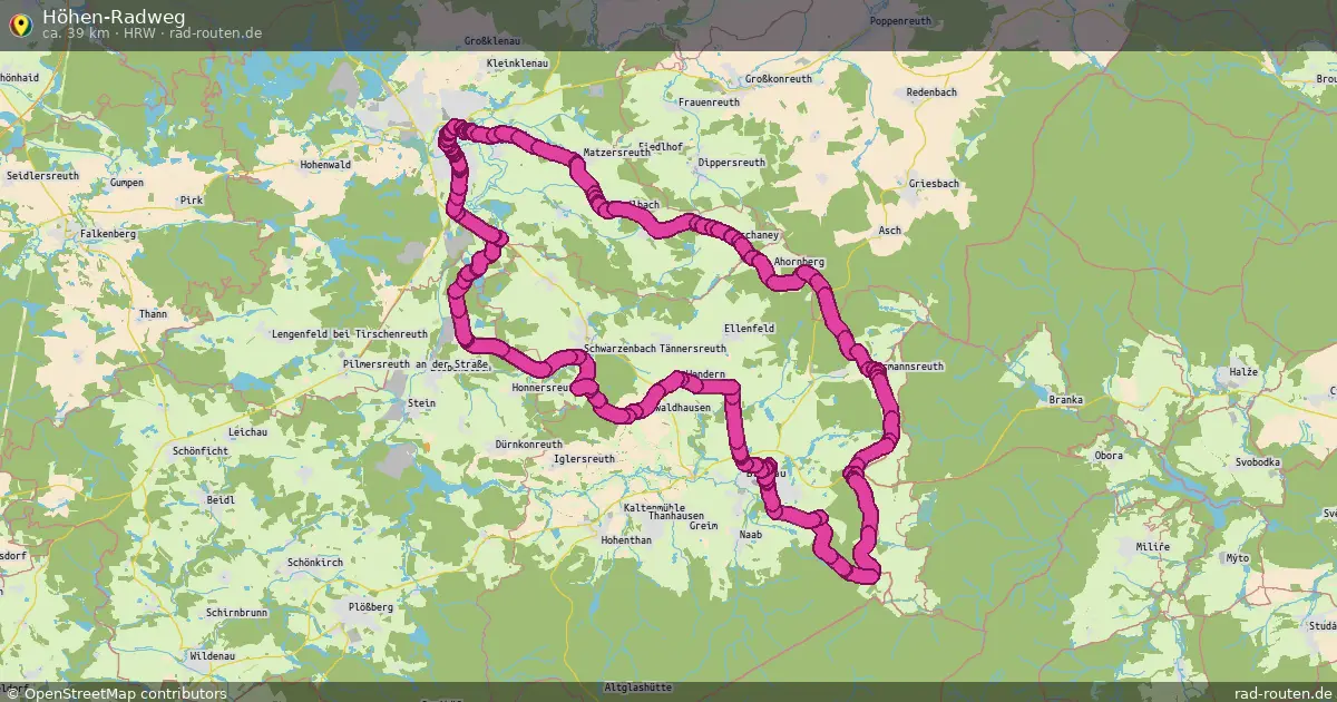Höhen-Radweg (HRW) – Fernradroute auf Rad-Routen.de