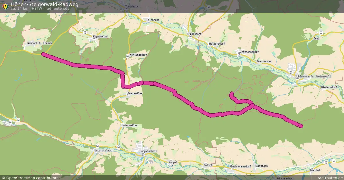 Höhen-Steigerwald-Radweg (HSTW) – Fernradroute auf Rad-Routen.de