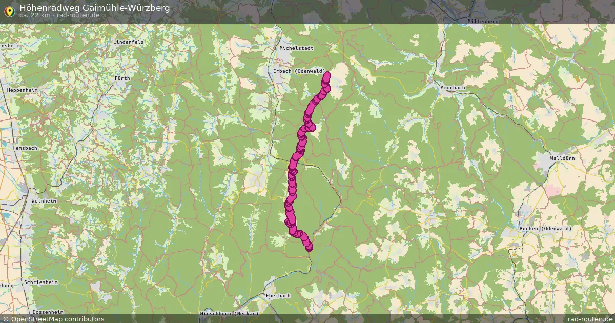 Höhenradweg Gaimühle-Würzberg – Fernradroute auf Rad-Routen.de