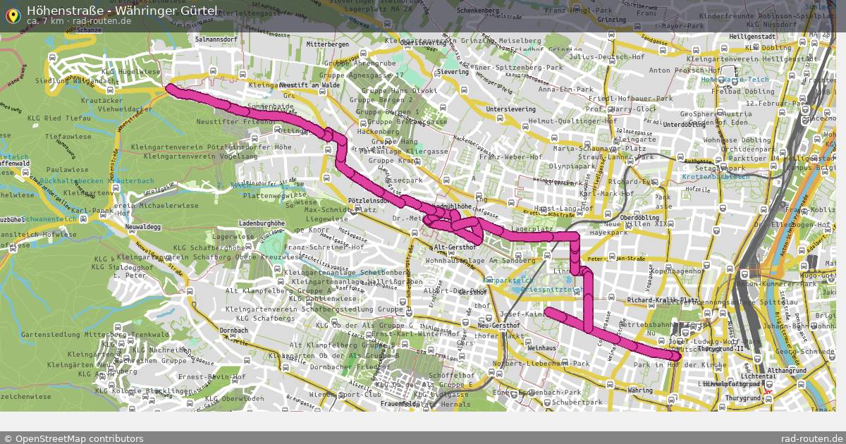 Höhenstraße - Währinger Gürtel – Fernradroute auf Rad-Routen.de