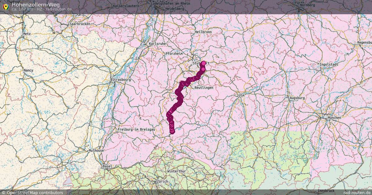 Hohenzollern-Weg (Hz) – Fernradroute auf Rad-Routen.de