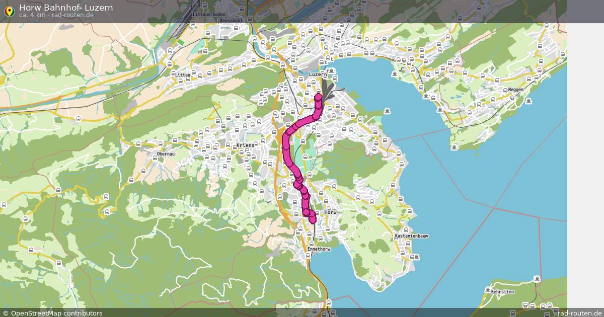 Horw Bahnhof- Luzern – Fernradroute auf Rad-Routen.de