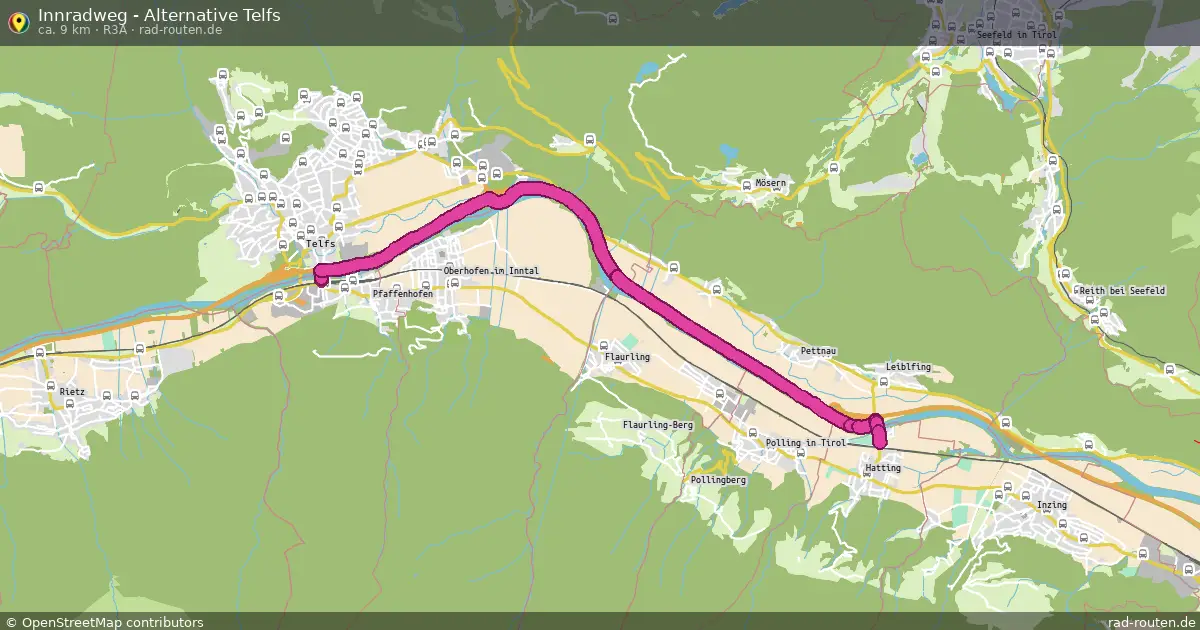 Innradweg - Alternative Telfs (R3a) – Fernradroute auf Rad-Routen.de