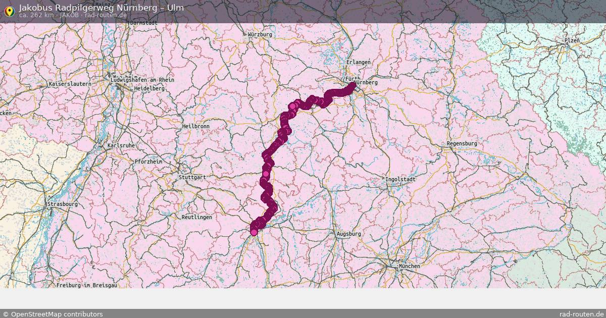 Jakobus Radpilgerweg Nürnberg – Ulm (Jakob) – Fernradroute auf Rad-Routen.de