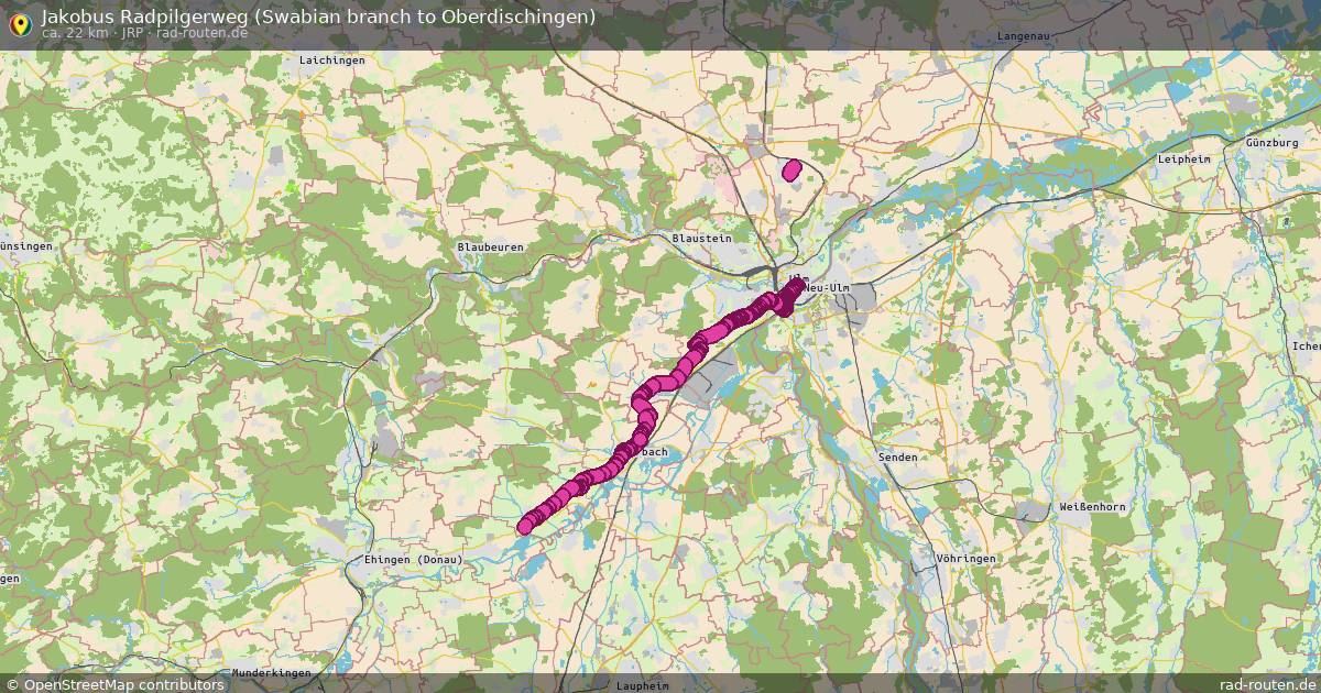 Jakobus Radpilgerweg (Swabian branch to Oberdischingen) (JRp) – Fernradroute auf Rad-Routen.de
