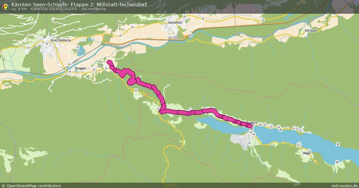 Kärnten Seen-Schleife: Etappe 2: Millstatt-Techendorf (Kärnten Seen-Schleife) – Fernradroute auf Rad-Routen.de