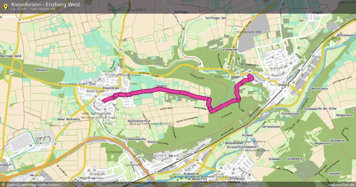 Kieselbronn - Enzberg West – Fernradroute auf Rad-Routen.de