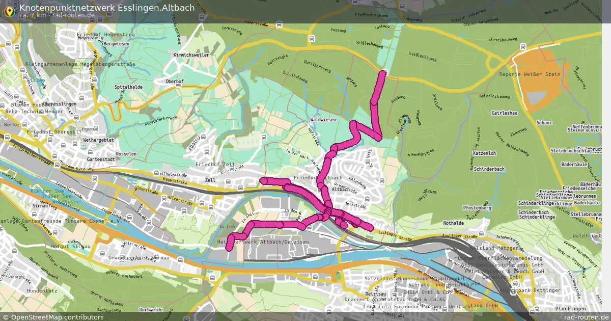 Knotenpunktnetzwerk Esslingen.Altbach – Fernradroute auf Rad-Routen.de