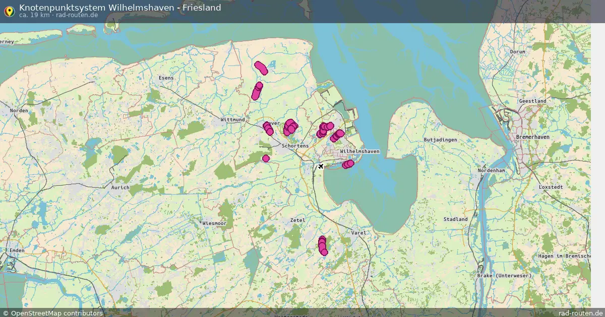 Knotenpunktsystem Wilhelmshaven - Friesland – Fernradroute auf Rad-Routen.de