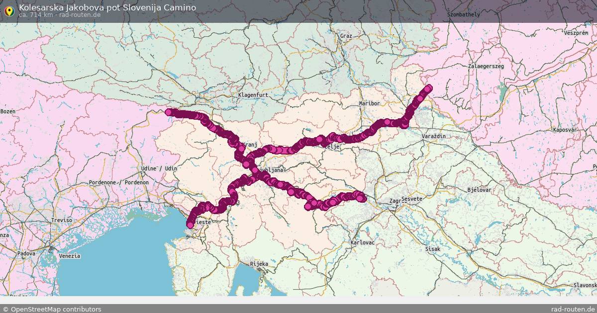 Kolesarska Jakobova pot Slovenija Camino – Fernradroute auf Rad-Routen.de