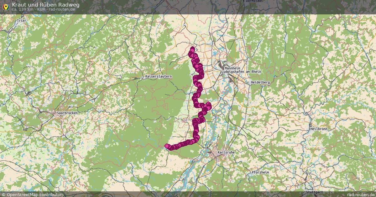Kraut und Rüben Radweg (KuR) – Fernradroute auf Rad-Routen.de