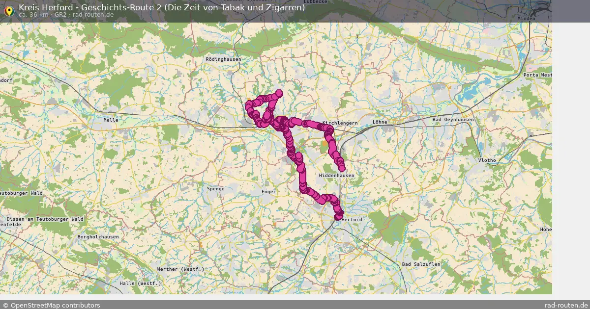 Kreis Herford - Geschichts-Route 2 (Die Zeit von Tabak und Zigarren) (GR2) – Fernradroute auf Rad-Routen.de