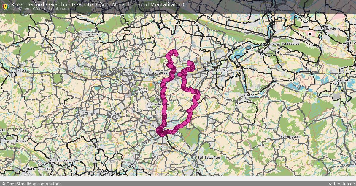 Kreis Herford - Geschichts-Route 3 (Von Menschen und Mentalitäten) (GR3) – Fernradroute auf Rad-Routen.de
