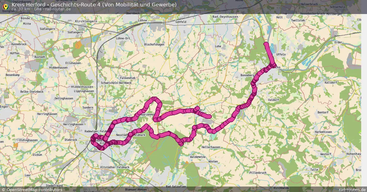 Kreis Herford - Geschichts-Route 4 (Von Mobilität und Gewerbe) (GR4) – Fernradroute auf Rad-Routen.de