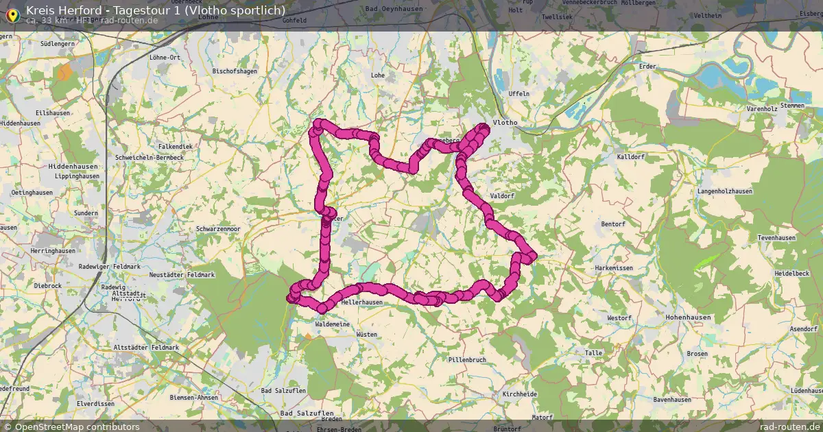 Kreis Herford - Tagestour 1 (Vlotho sportlich) (HF1) – Fernradroute auf Rad-Routen.de