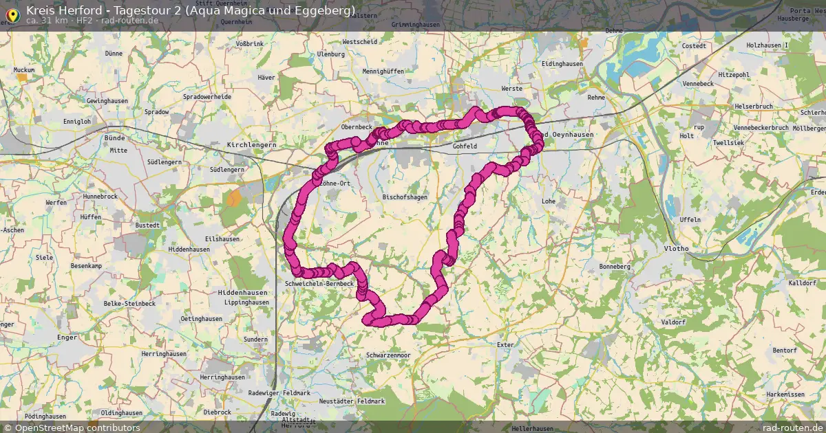 Kreis Herford - Tagestour 2 (Aqua Magica und Eggeberg) (HF2) – Fernradroute auf Rad-Routen.de