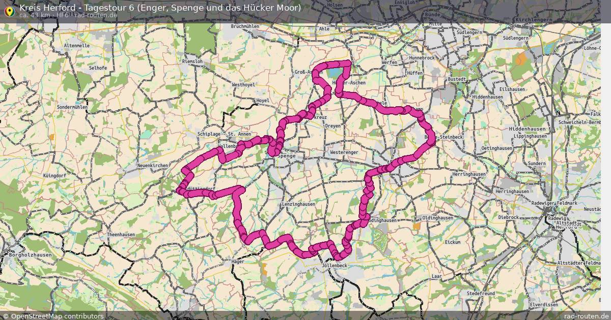 Kreis Herford - Tagestour 6 (Enger, Spenge und das Hücker Moor) (HF6) – Fernradroute auf Rad-Routen.de