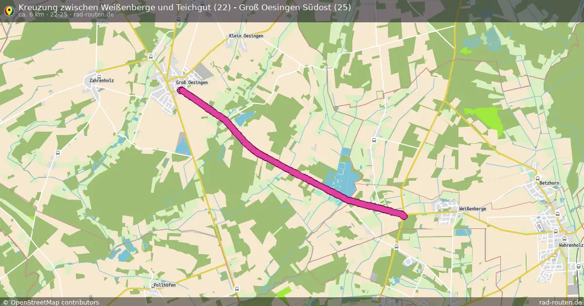 Kreuzung zwischen Weißenberge und Teichgut (22) - Groß Oesingen Südost (25) (22-25) – Fernradroute auf Rad-Routen.de