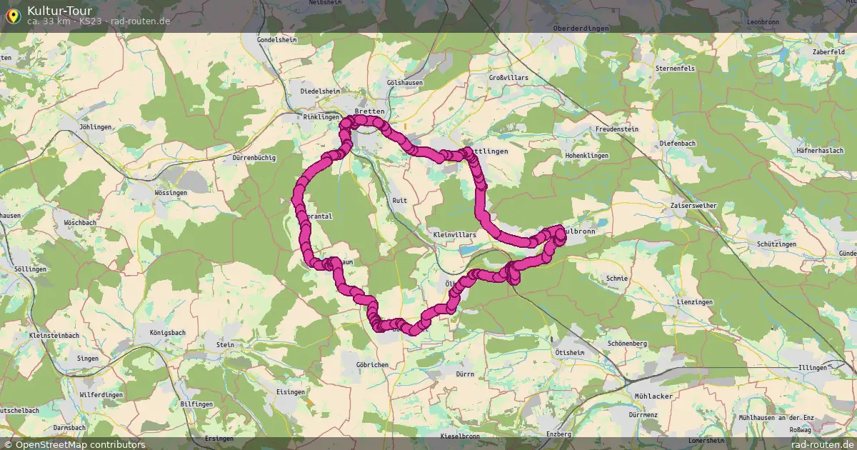 Kultur-Tour (KS23) (Rundweg) in Maulbronn – Fernradroute, ca. 33 km auf Rad-Routen.de