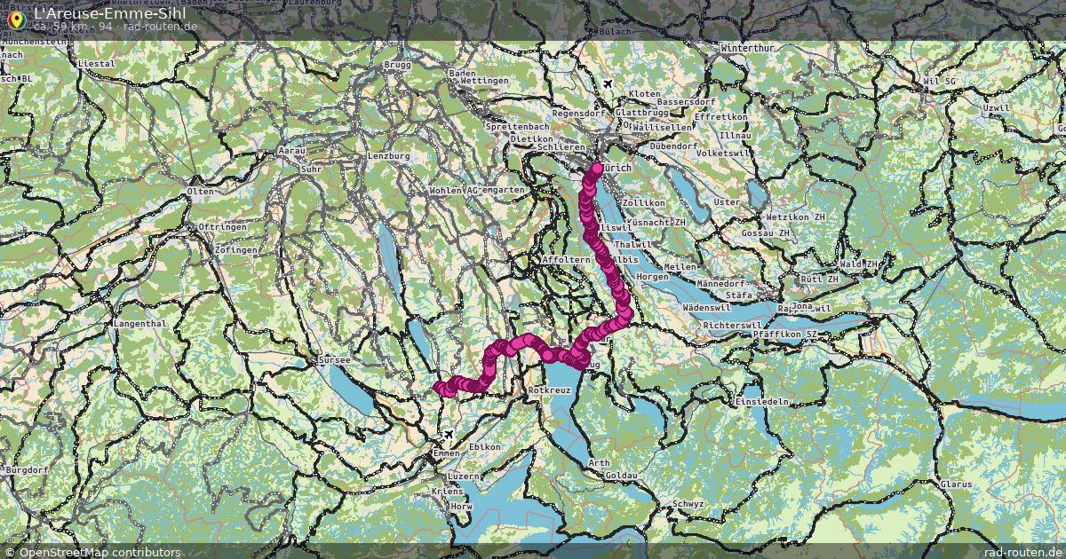 L'Areuse-Emme-Sihl (94) – Fernradroute auf Rad-Routen.de