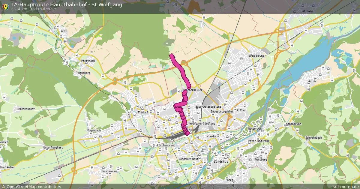 LA-Hauptroute Hauptbahnhof - St.Wolfgang – Fernradroute auf Rad-Routen.de