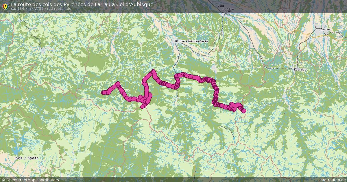 La route des cols des Pyrénées de Larrau à Col d'Aubisque (V755) – Fernradroute auf Rad-Routen.de