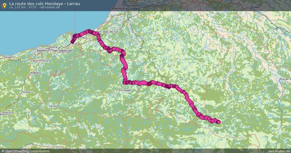La route des cols Hendaye - Larrau (V755) – Fernradroute auf Rad-Routen.de