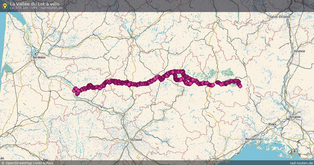 La Vallée du Lot à vélo (V86) – Fernradroute auf Rad-Routen.de