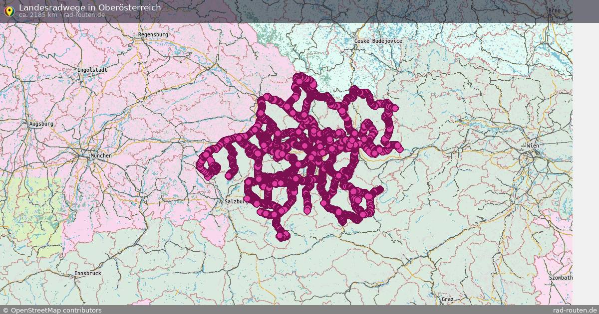 Landesradwege in Oberösterreich – Fernradroute auf Rad-Routen.de