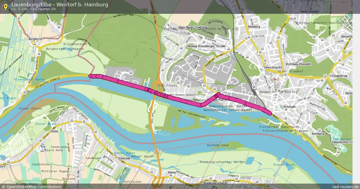Lauenburg/Elbe - Wentorf b. Hamburg – Fernradroute auf Rad-Routen.de