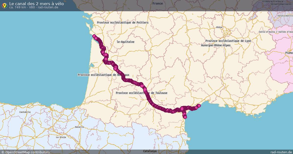Le canal des 2 mers à vélo (V80) – Fernradroute auf Rad-Routen.de