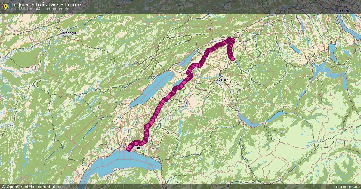 Le Jorat - Trois Lacs - Emme (44) – Fernradroute auf Rad-Routen.de