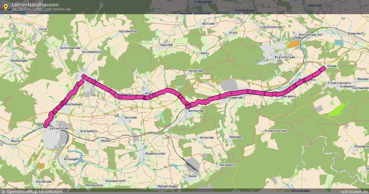 Leine-Nordhausen (LNR) – Fernradroute auf Rad-Routen.de