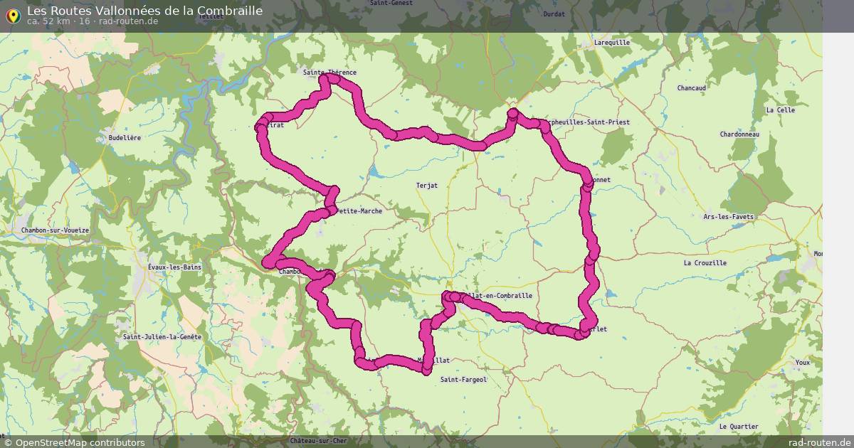 Les Routes Vallonnées de la Combraille (16) – Fernradroute auf Rad-Routen.de