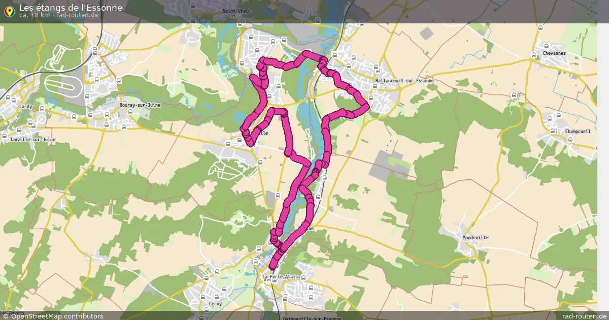 Les étangs de l'Essonne – Fernradroute auf Rad-Routen.de